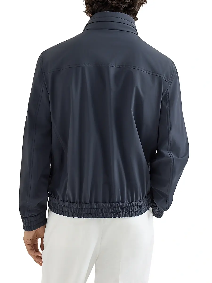 Brunello Cucinelli Men's Bonded Nylon Outerwear Jacket with Packable Hood | Thumbnail 3 Brunello Cucinelli Men's Bonded Nylon Outerwear Jacket with Packable Hood | Thumbnail 3