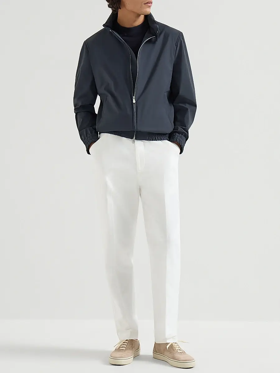Brunello Cucinelli Men's Bonded Nylon Outerwear Jacket with Packable Hood | Thumbnail 6 Brunello Cucinelli Men's Bonded Nylon Outerwear Jacket with Packable Hood | Thumbnail 6