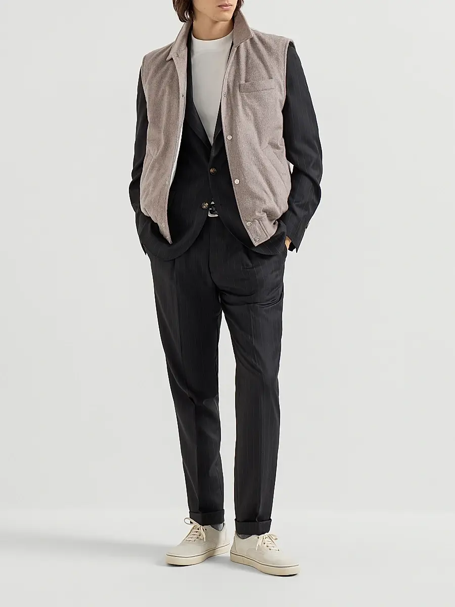 Brunello Cucinelli Men's Lightweight Cashmere Flannel Vest with Thermore Padding | Thumbnail 6 Brunello Cucinelli Men's Lightweight Cashmere Flannel Vest with Thermore Padding | Thumbnail 6