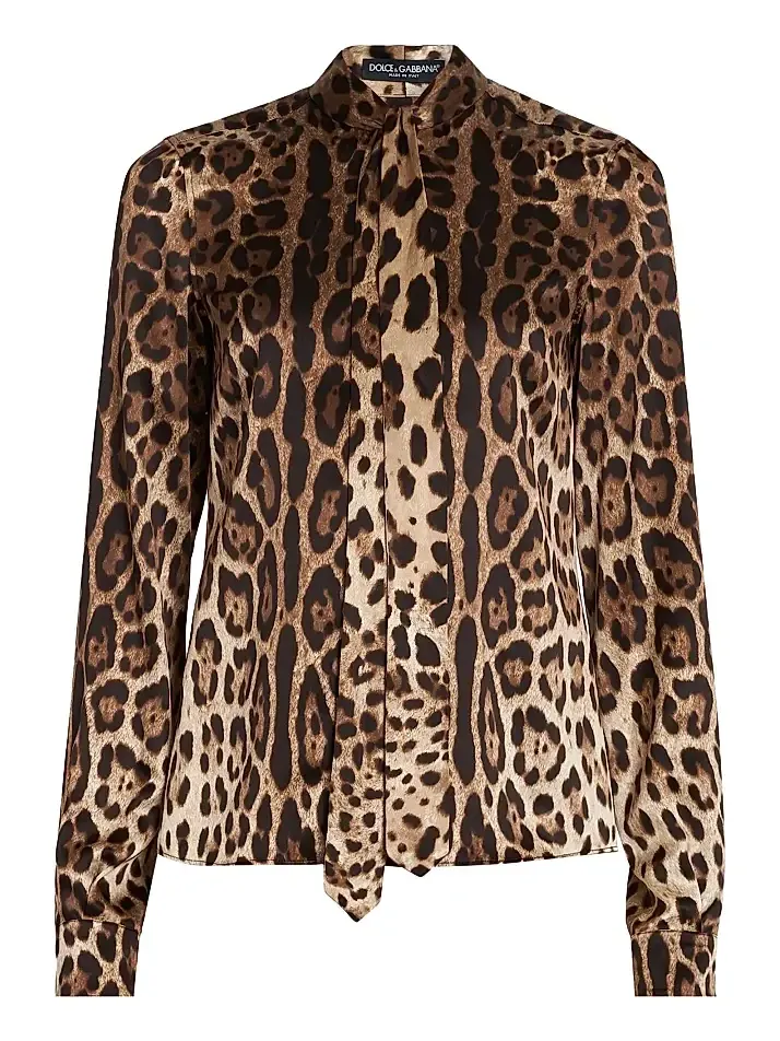 Dolce & Gabbana Women's Leopard-Print Silk Shirt