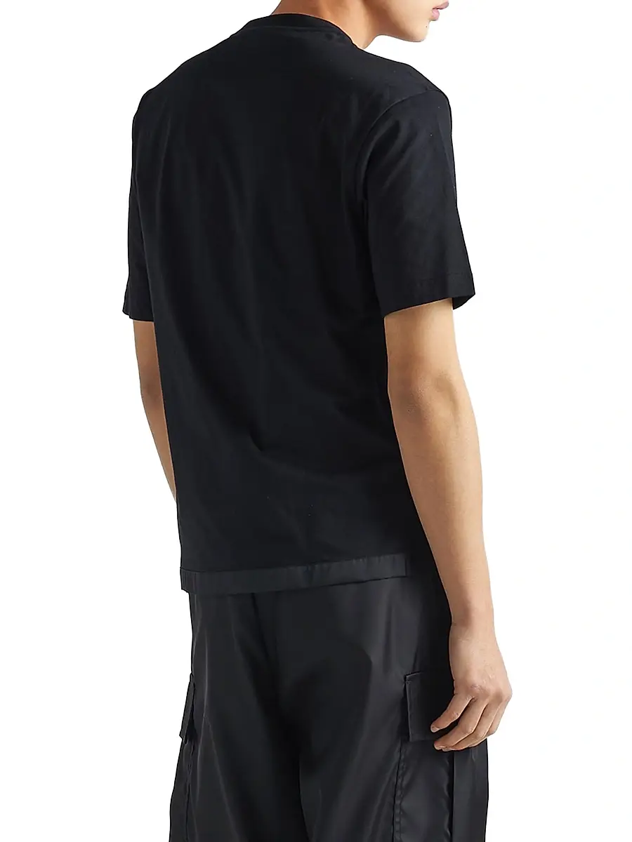 Prada Men's Re-Nylon and Jersey T-Shirt - Black | Thumbnail 3
