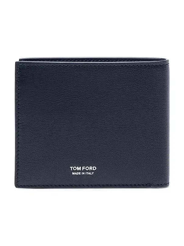 Men's Elongated T-Line Leather Bifold Wallet