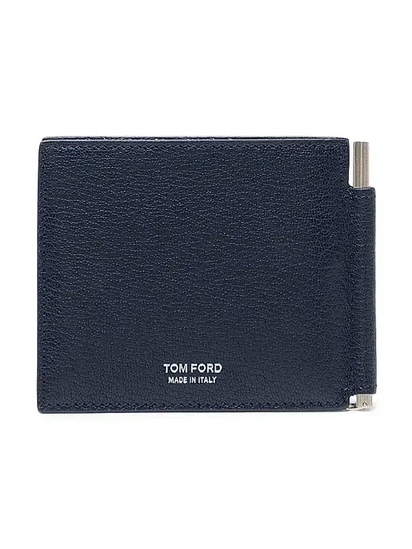 Men's Elongated T-Line Leather Money Clip Wallet