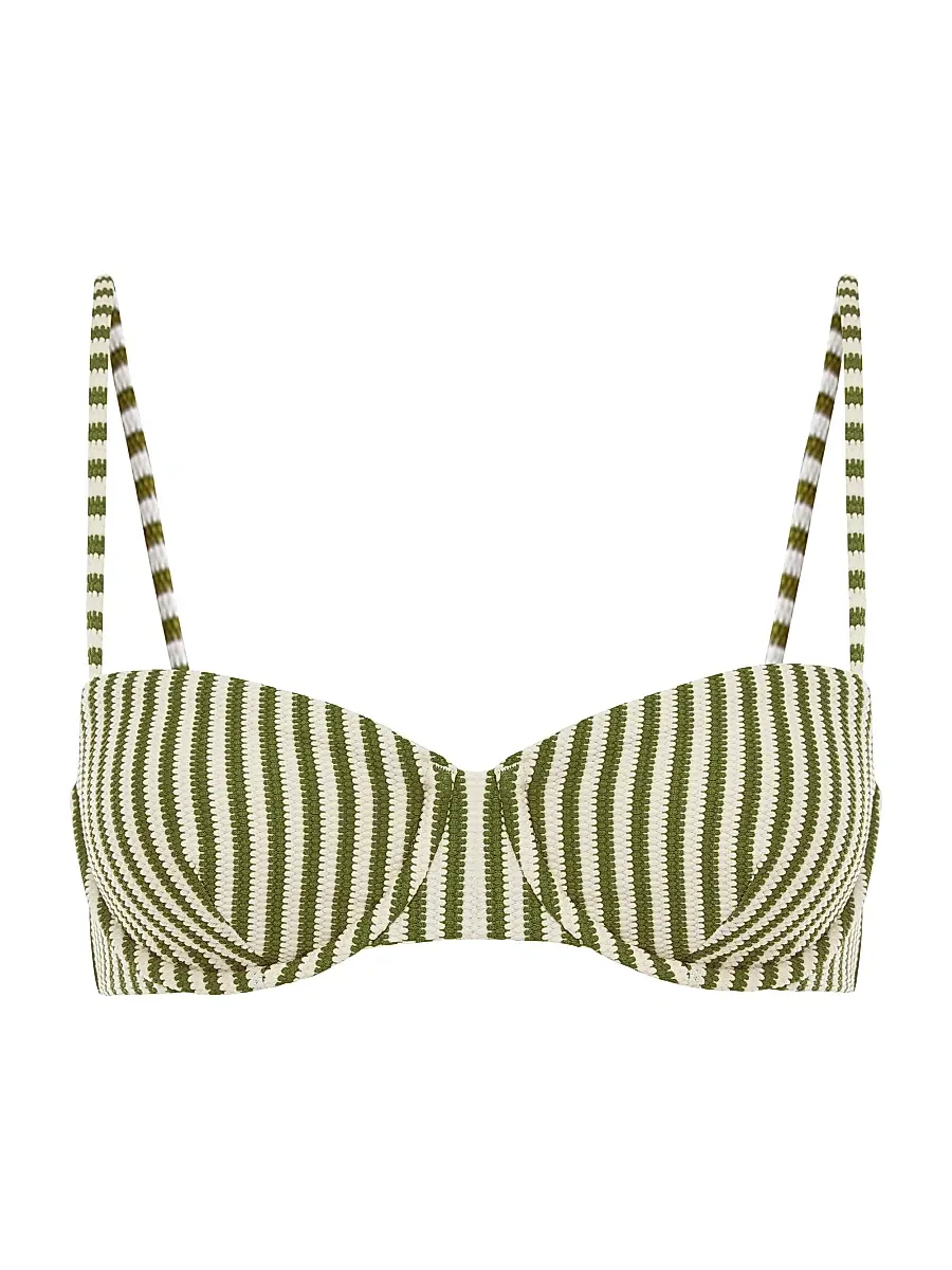 Peony Women's Tapestry Lover Striped Balconette Bikini Top - Fern Stripe - Size Small | Image 1 Peony Women's Tapestry Lover Striped Balconette Bikini Top - Fern Stripe - Size Small | Image 1