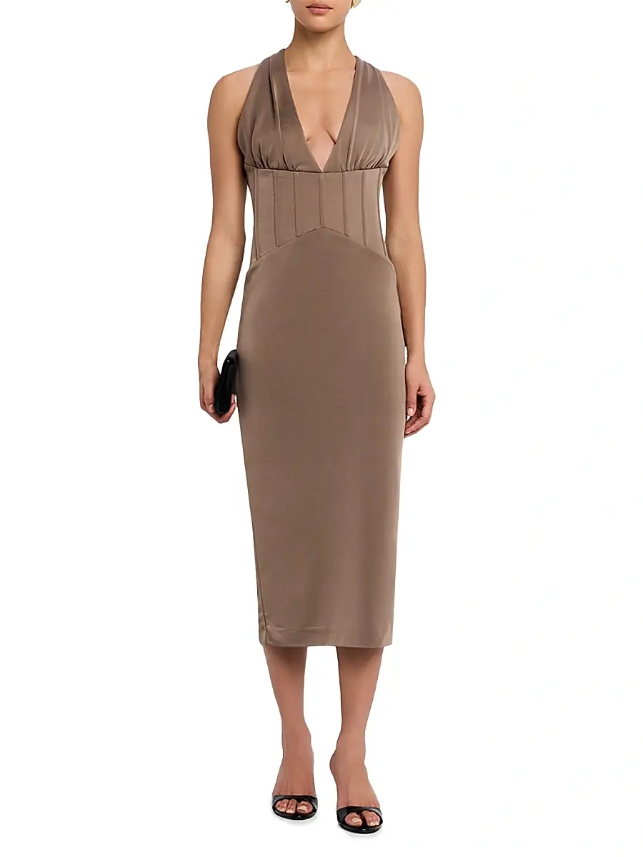 Rebecca Vallance Women's Mischa Corset-Waist Midi-Dress | Thumbnail 2