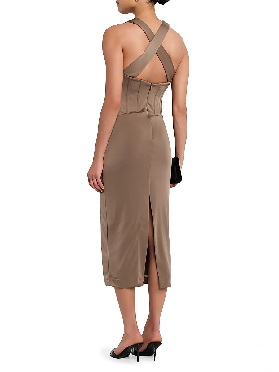 Rebecca Vallance Women's Mischa Corset-Waist Midi-Dress | Thumbnail 4