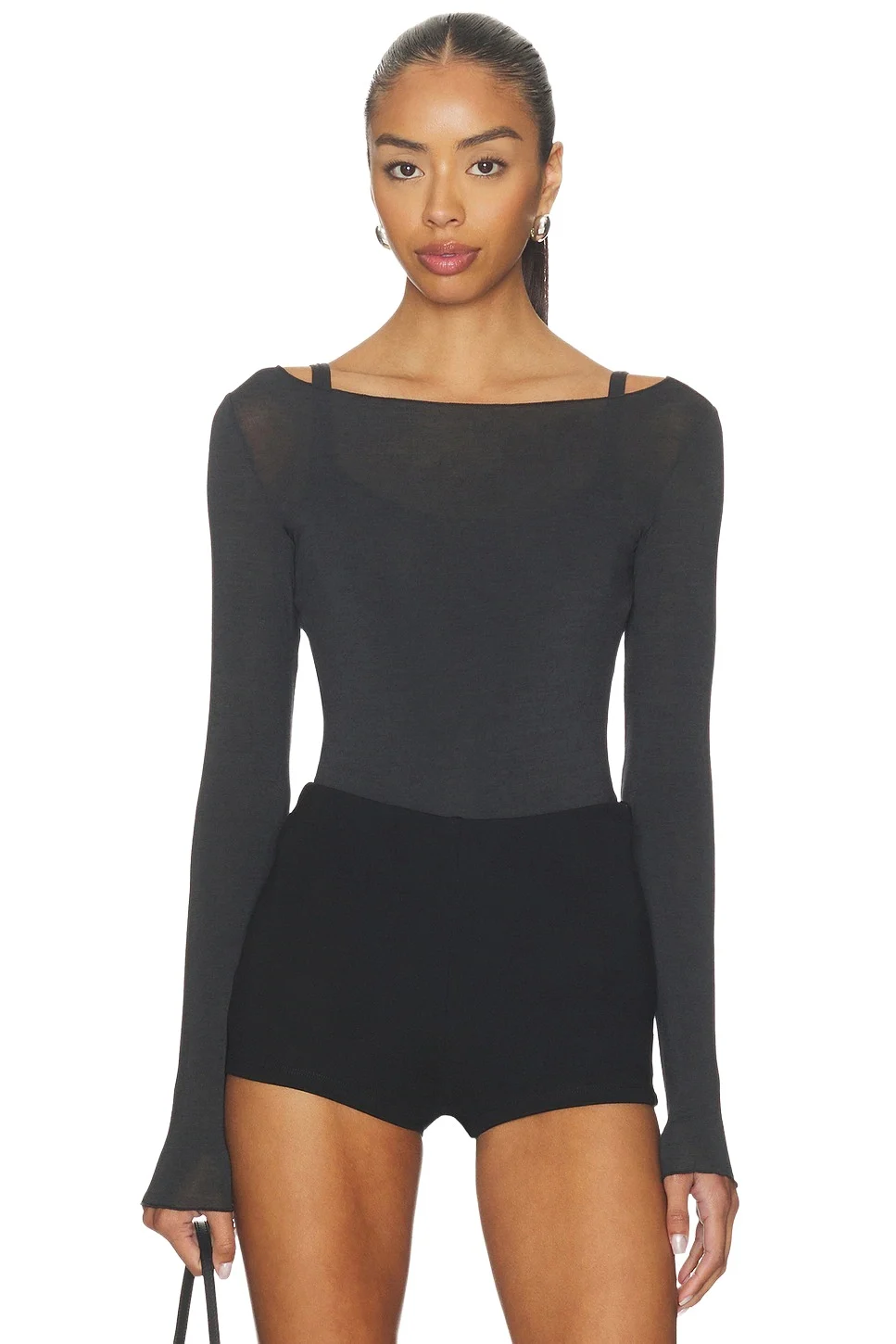 Skims Sheer Modal Long Sleeve Boat Neck T-shirt