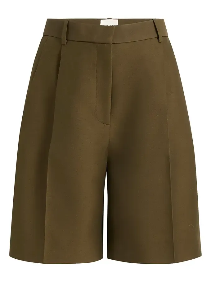 Auggie Wool-Silk Knee-Length Shorts Auggie Wool-Silk Knee-Length Shorts