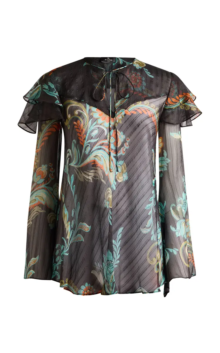 Etro Ruffled Silk Top | Thumbnail 4