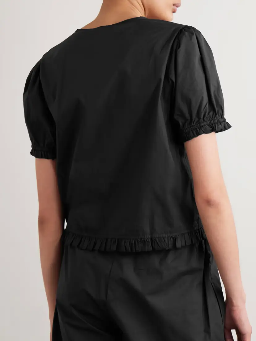 Deiji Studios Pintuck Tie-detailed Organic Cotton-poplin Top | Thumbnail 3