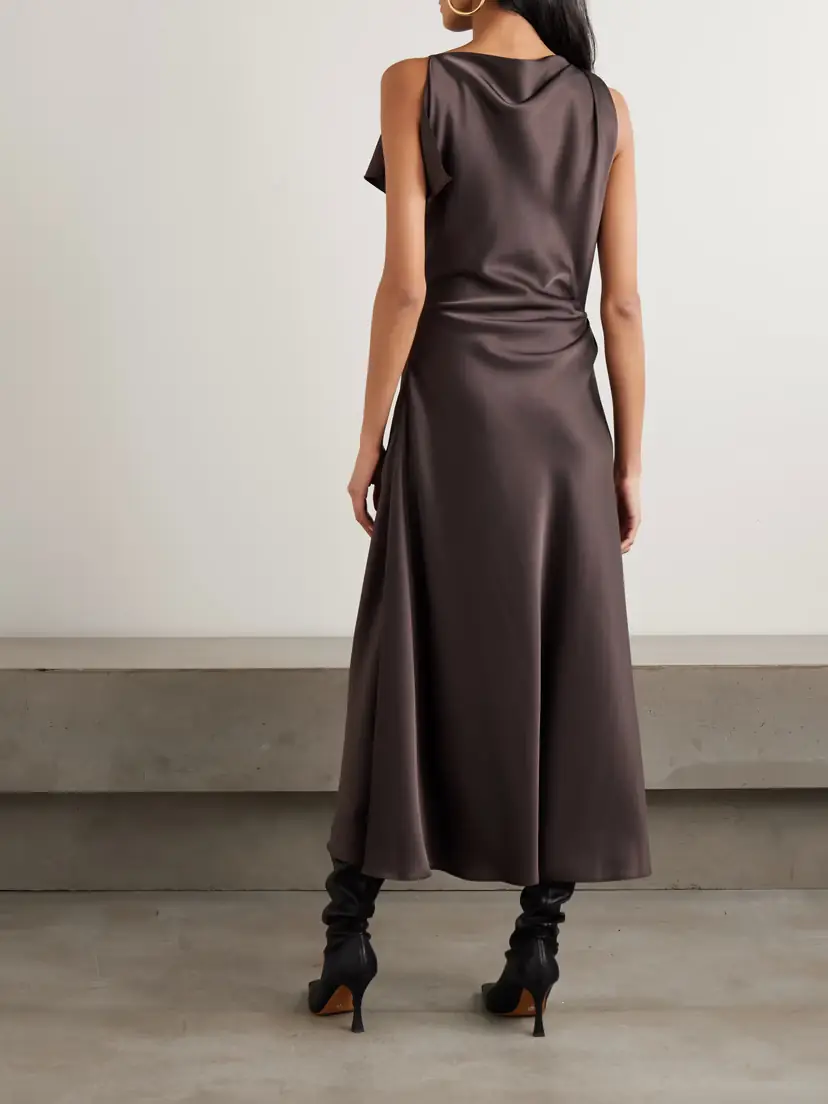 La Ligne Asymmetric Draped Satin Maxi Dress | Thumbnail 3 La Ligne Asymmetric Draped Satin Maxi Dress | Thumbnail 3