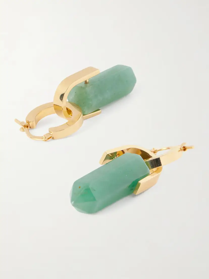 La DoubleJ Pillar Gold-plated Aventurine Earrings | Thumbnail 3