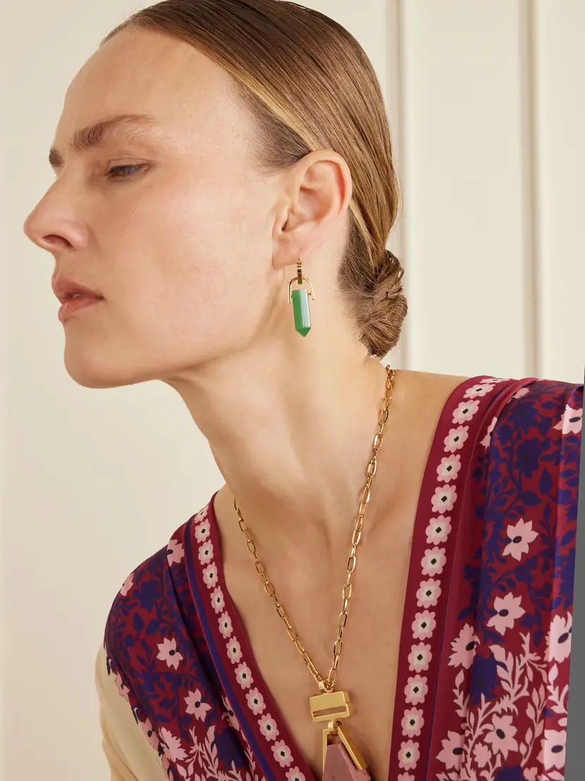 La DoubleJ Pillar Gold-plated Aventurine Earrings | Thumbnail 4