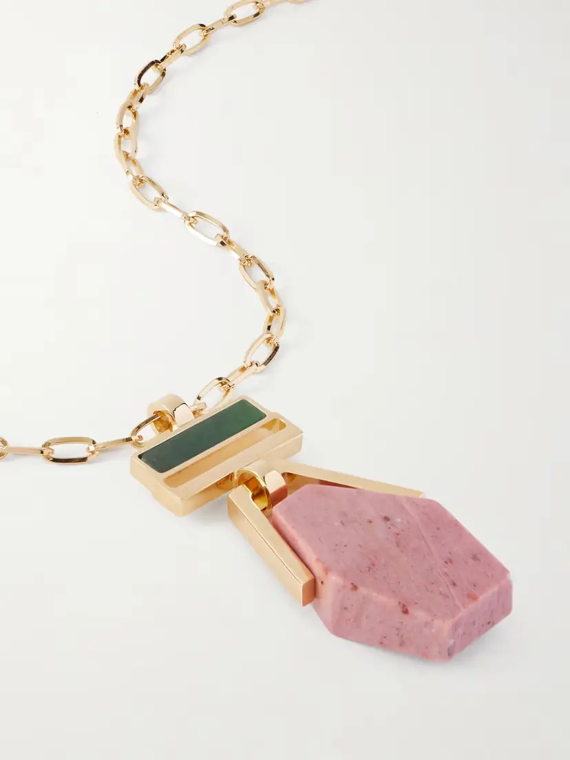 La DoubleJ Bridge Portal Gold-plated, Thulite And Zoisite Necklace | Thumbnail 4
