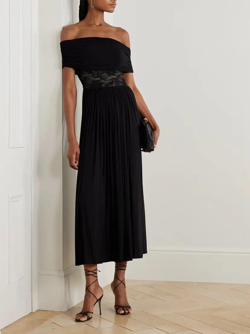 Zimmermann Off-the-shoulder Lace-trimmed Gathered Stretch-jersey Maxi Dress | Thumbnail 2