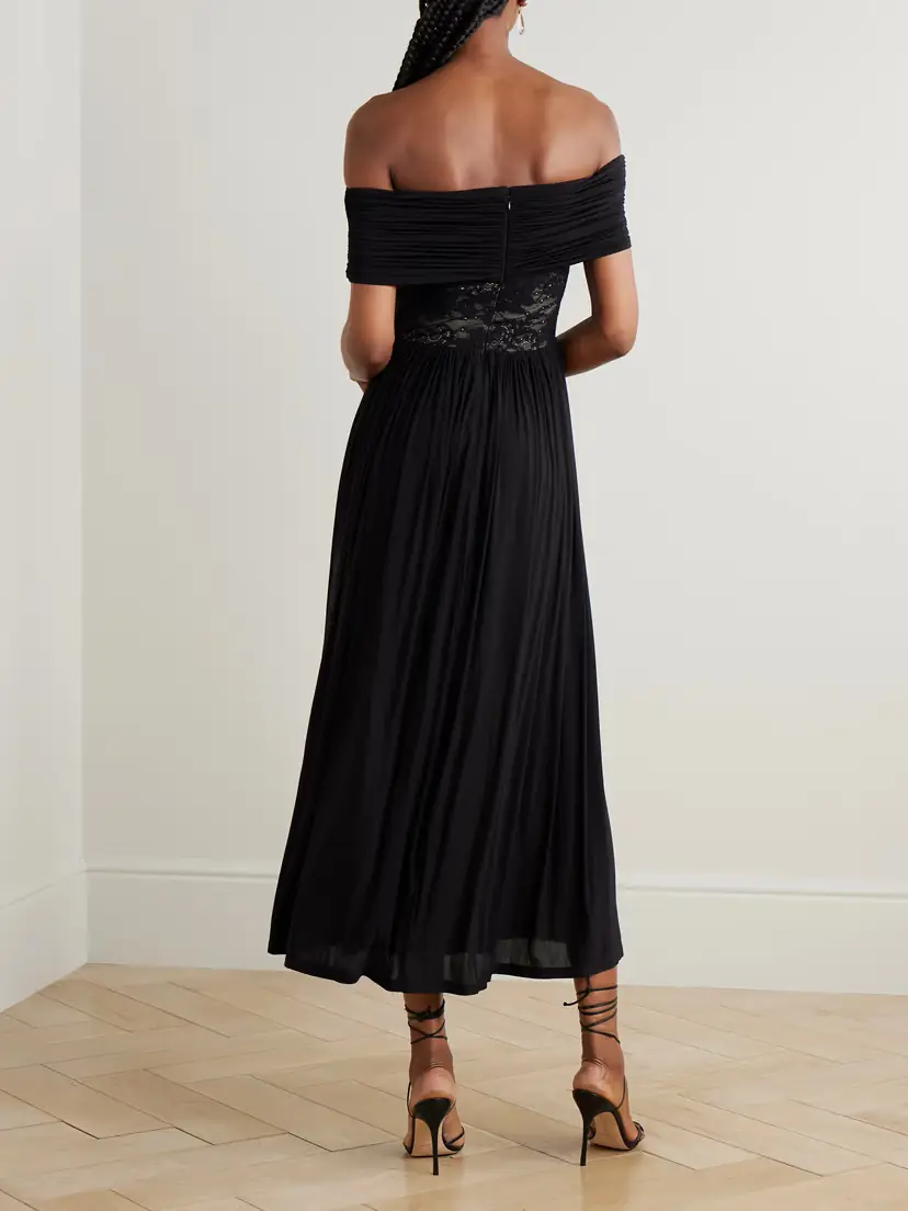 Zimmermann Off-the-shoulder Lace-trimmed Gathered Stretch-jersey Maxi Dress | Thumbnail 3