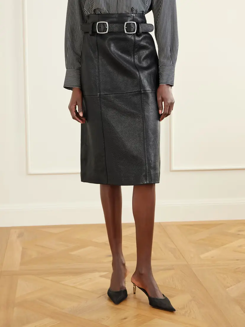 Sea Gwen Belted Paneled Textured-leather Midi Skirt | Thumbnail 3 Sea Gwen Belted Paneled Textured-leather Midi Skirt | Thumbnail 3