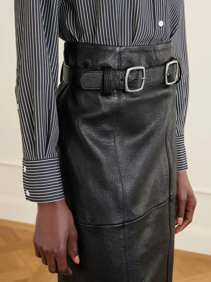 Sea Gwen Belted Paneled Textured-leather Midi Skirt | Thumbnail 5 Sea Gwen Belted Paneled Textured-leather Midi Skirt | Thumbnail 5