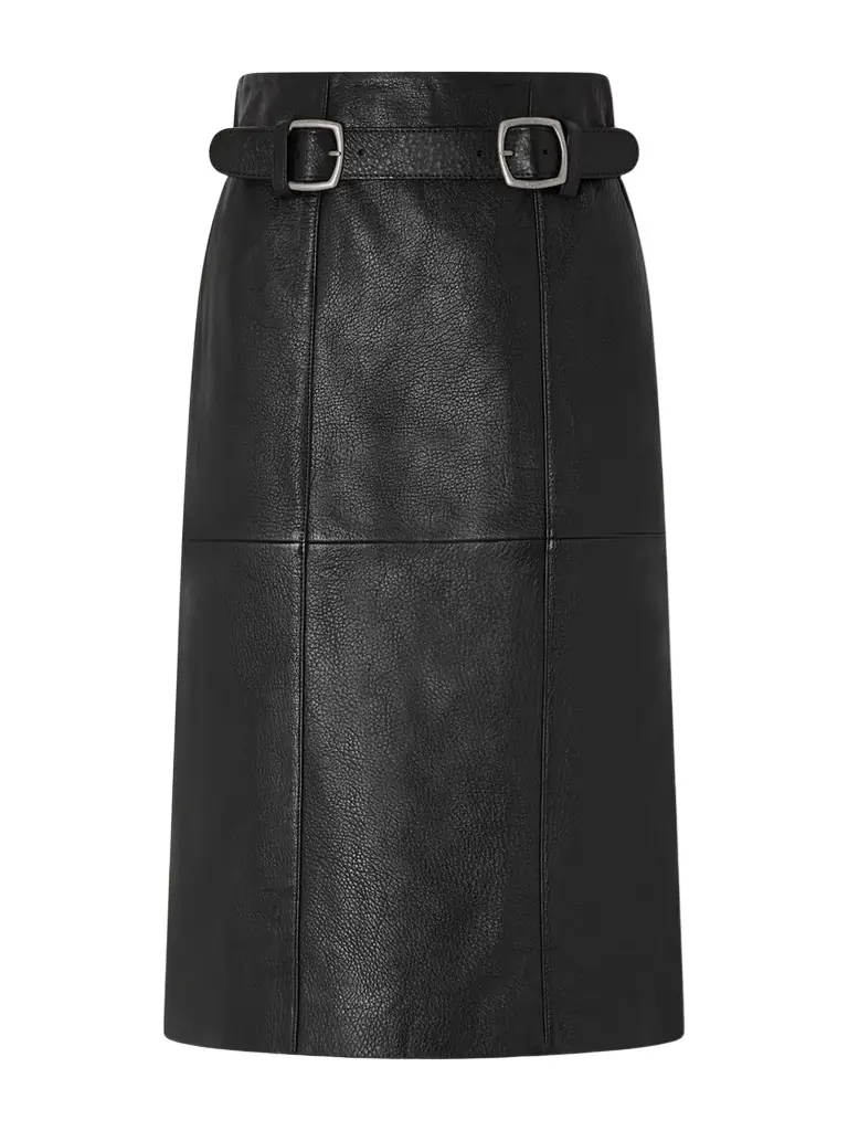 Gwen Belted Paneled Textured-leather Midi Skirt Gwen Belted Paneled Textured-leather Midi Skirt