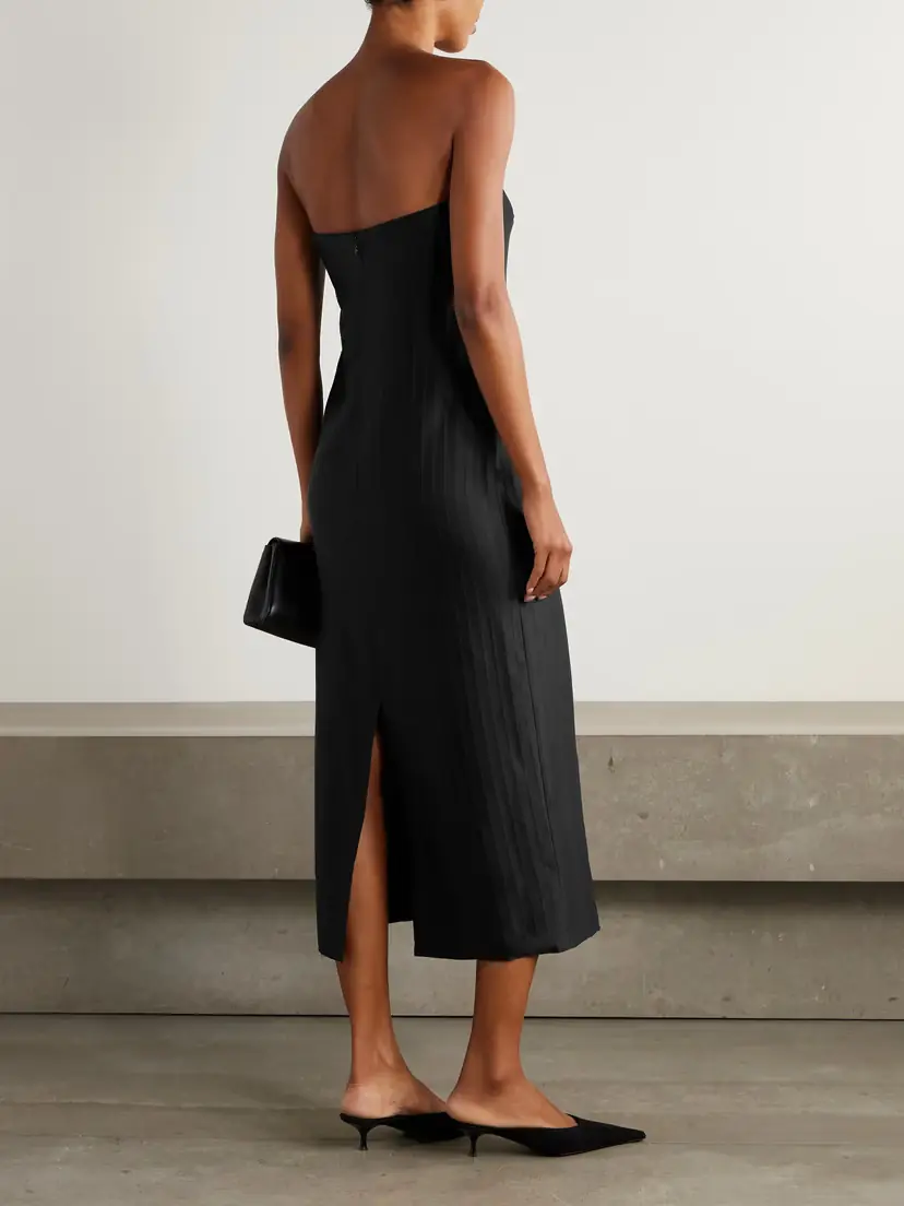 Loulou de Saison Giulia Strapless Paneled Satin Midi Dress | Thumbnail 3 Loulou de Saison Giulia Strapless Paneled Satin Midi Dress | Thumbnail 3