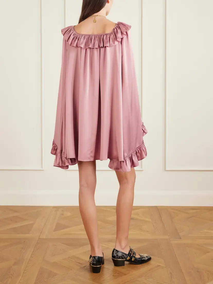 Chloé Ruffled Silk-satin Mini Dress | Thumbnail 4
