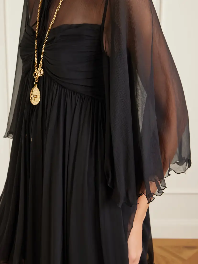 Chloé Tie-detailed Gathered Silk-chiffon Mini Dress | Thumbnail 5