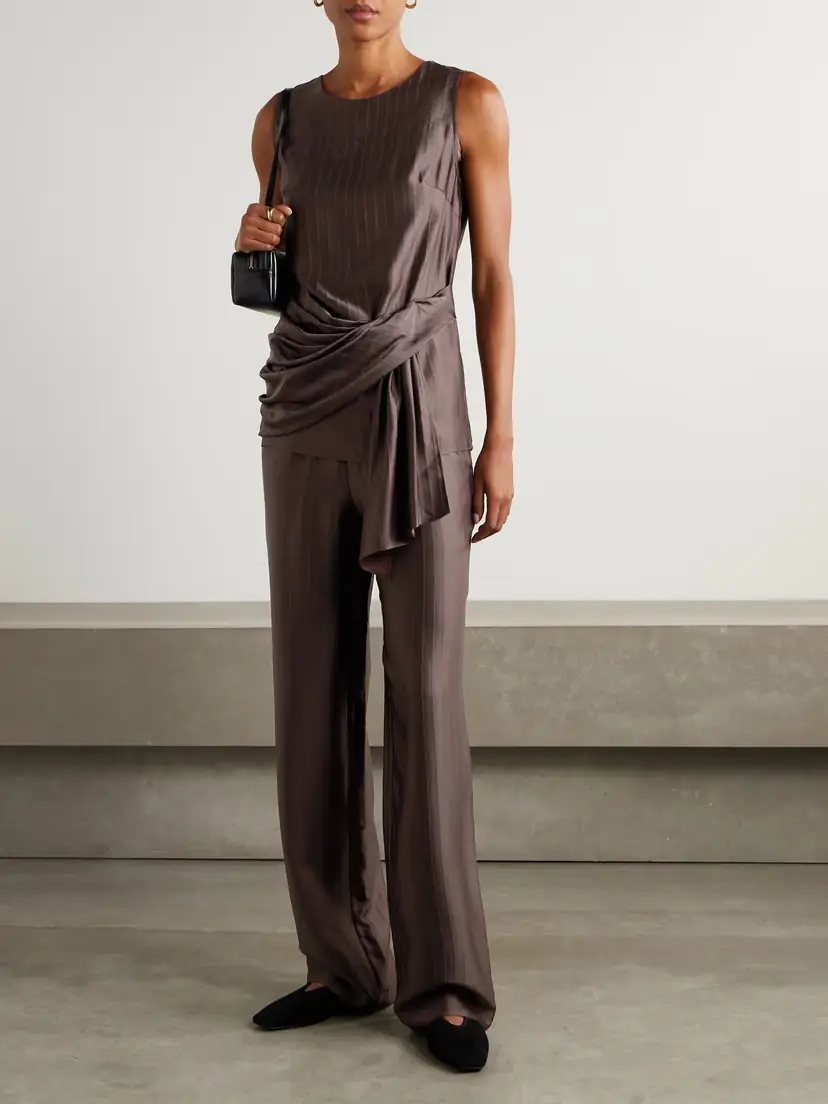 Loulou de Saison Draped Paneled Satin Top | Thumbnail 2