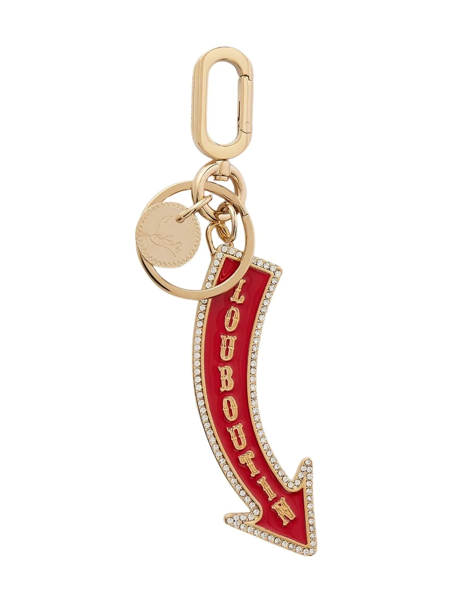 Gold-tone, Enamel And Crystal Keychain - Red