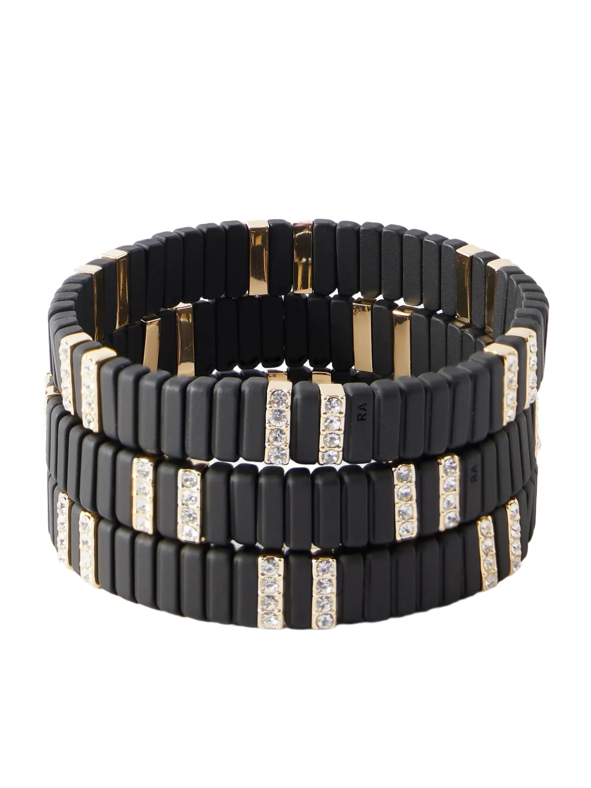 The Midnight Set Of Three Gold-tone Cubic Zirconia Bracelets