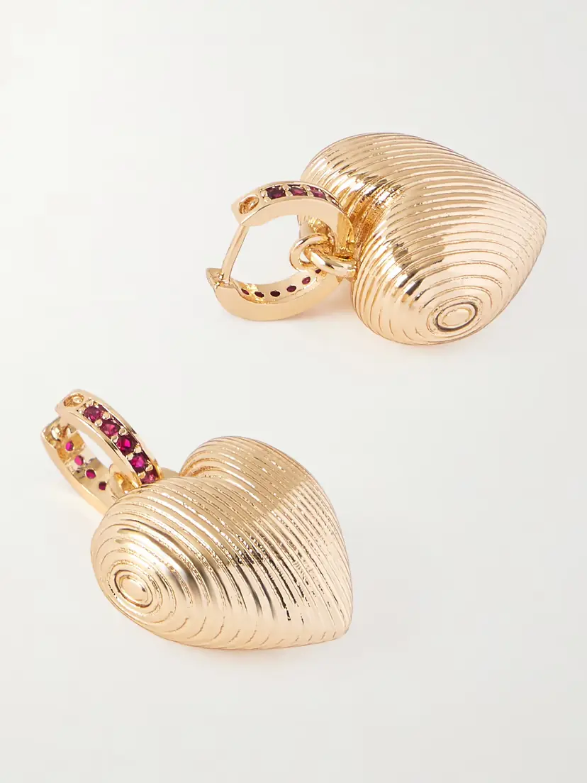Roxanne Assoulin Textured Heart Gold-tone Crystal Earrings | Thumbnail 3 Roxanne Assoulin Textured Heart Gold-tone Crystal Earrings | Thumbnail 3