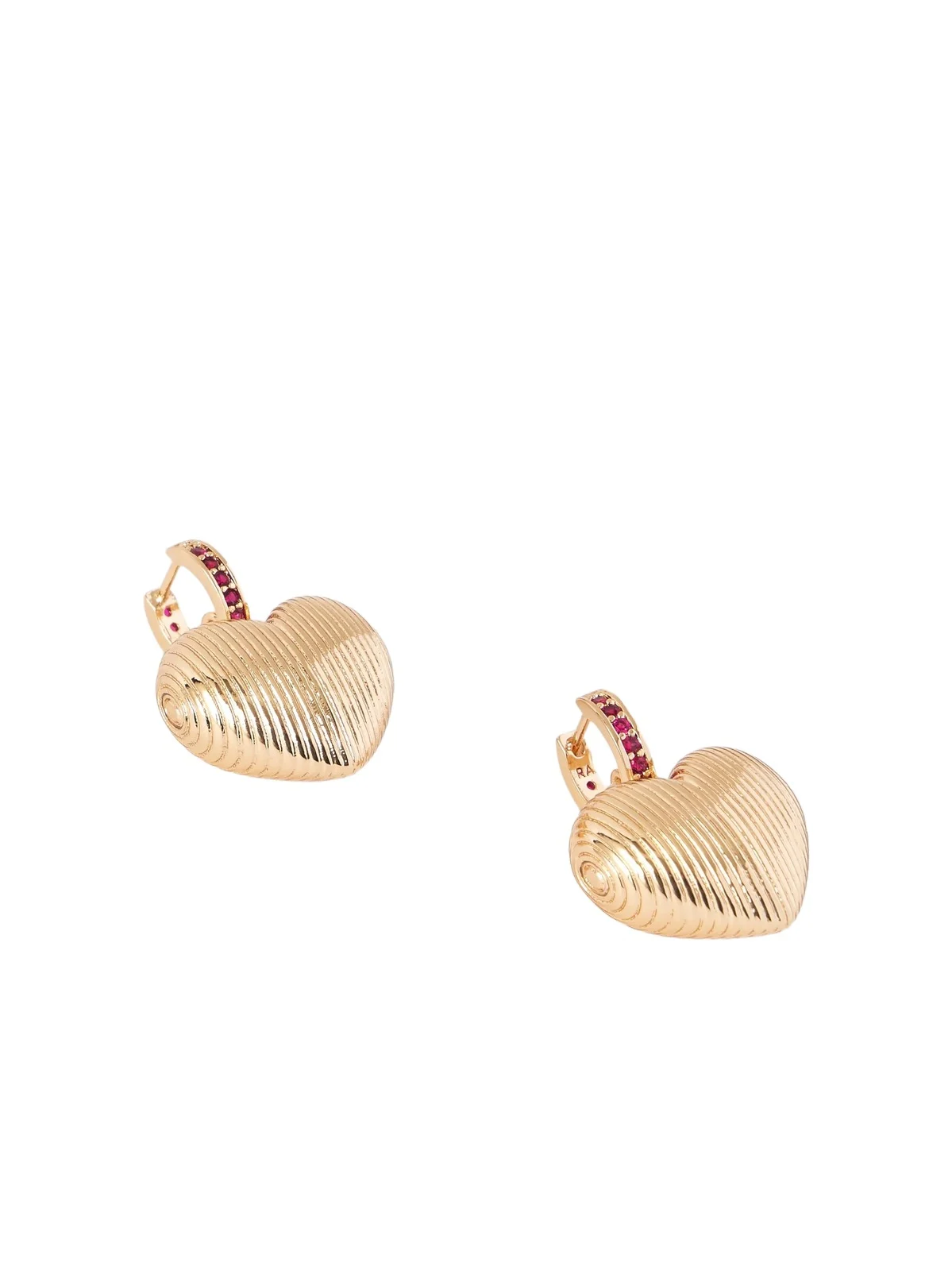 Textured Heart Gold-tone Crystal Earrings