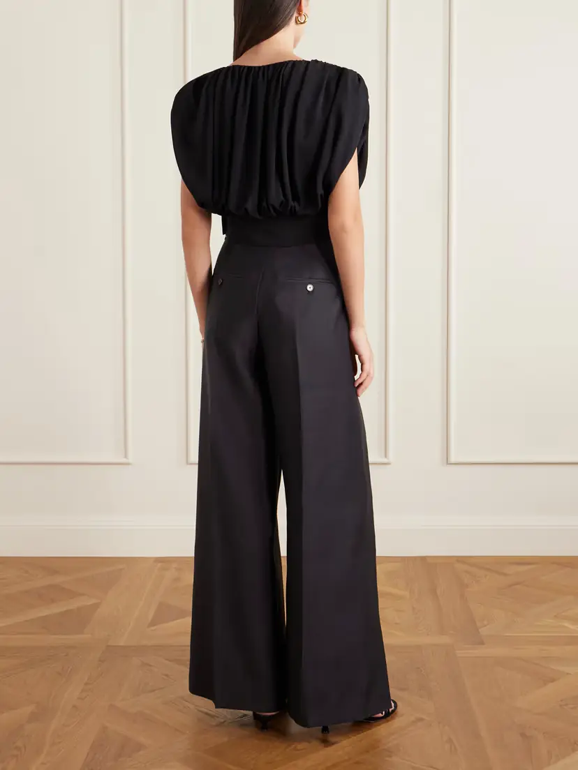 Heirlome Cummerbund Cropped Gathered Silk-georgette Blouse | Thumbnail 4 Heirlome Cummerbund Cropped Gathered Silk-georgette Blouse | Thumbnail 4