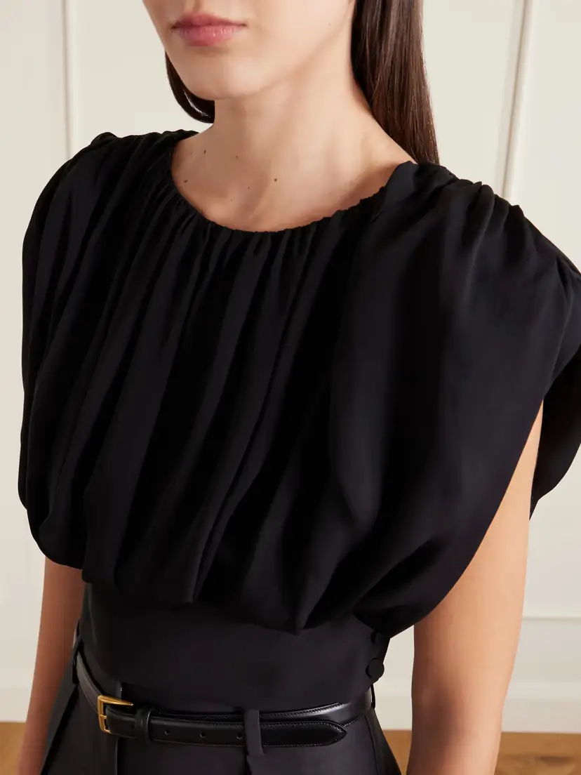 Heirlome Cummerbund Cropped Gathered Silk-georgette Blouse | Thumbnail 5 Heirlome Cummerbund Cropped Gathered Silk-georgette Blouse | Thumbnail 5