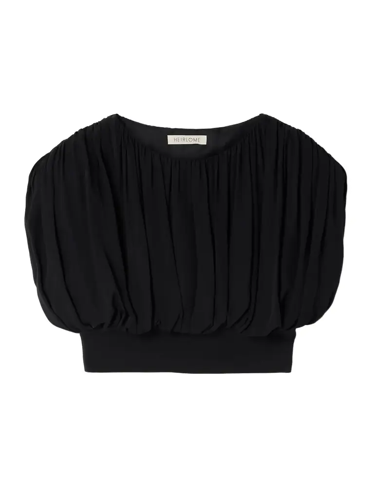 Cummerbund Cropped Gathered Silk-georgette Blouse Cummerbund Cropped Gathered Silk-georgette Blouse