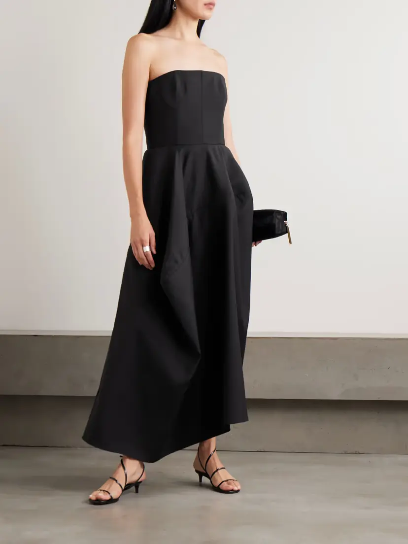 Heirlome Karla Strapless Asymmetric Gathered Draped Wool And Silk-blend Faille Maxi Dress | Thumbnail 2 Heirlome Karla Strapless Asymmetric Gathered Draped Wool And Silk-blend Faille Maxi Dress | Thumbnail 2