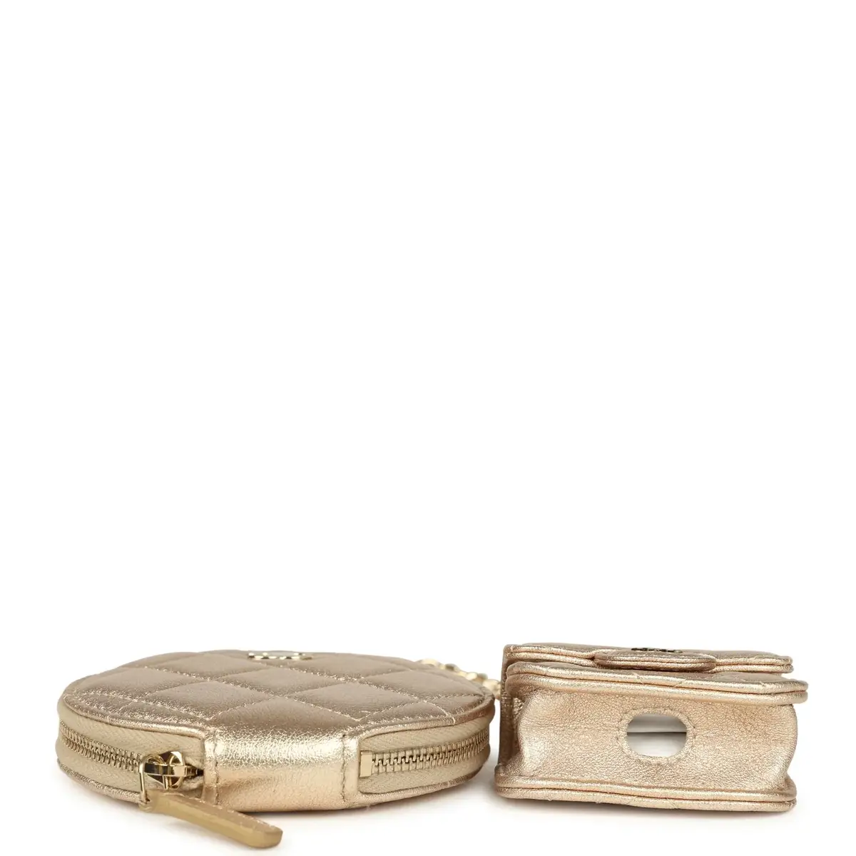Chanel Chanel Round Clip-On Coin Purse and Airpod Pro Case Metallic Gold Goatskin Light Gold Hardware | Thumbnail 3 Chanel Chanel Round Clip-On Coin Purse and Airpod Pro Case Metallic Gold Goatskin Light Gold Hardware | Thumbnail 3