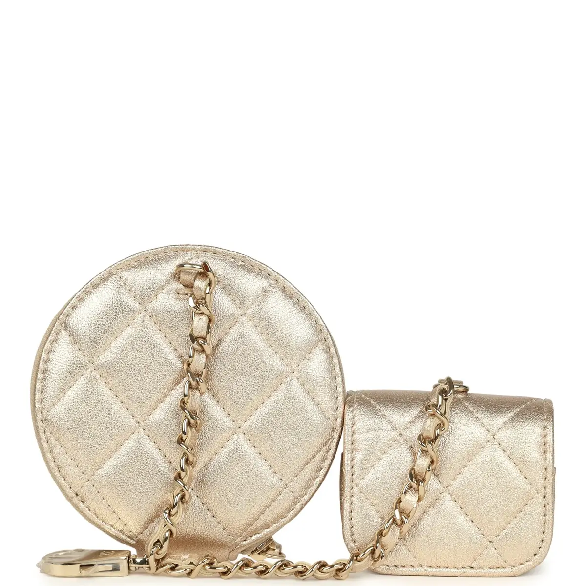 Chanel Chanel Round Clip-On Coin Purse and Airpod Pro Case Metallic Gold Goatskin Light Gold Hardware | Thumbnail 4 Chanel Chanel Round Clip-On Coin Purse and Airpod Pro Case Metallic Gold Goatskin Light Gold Hardware | Thumbnail 4
