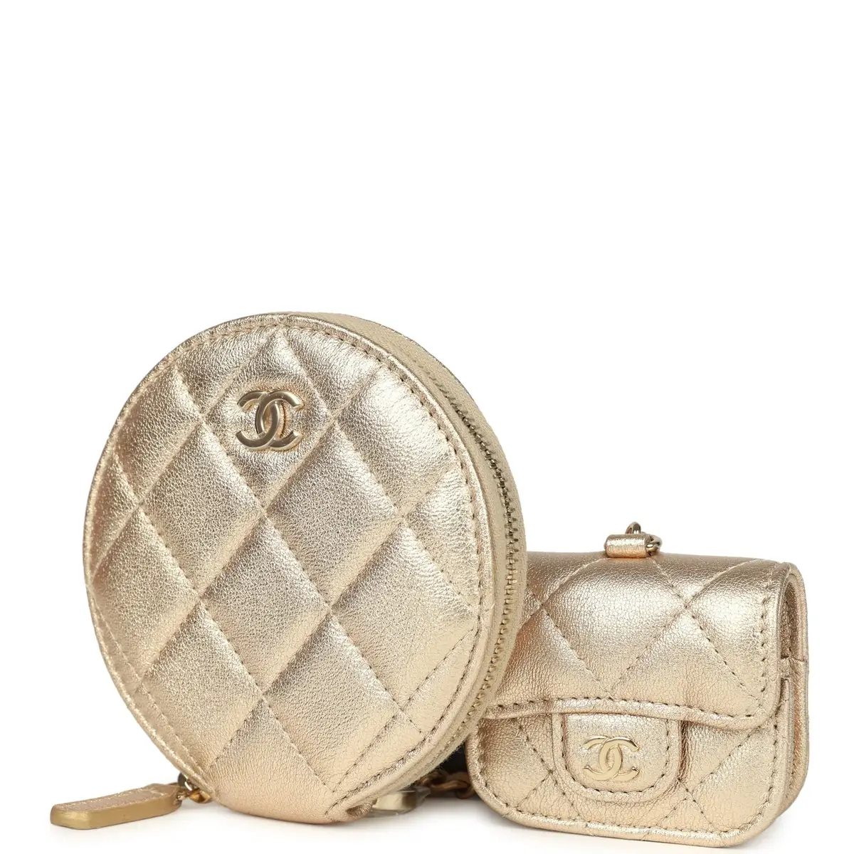 Chanel Chanel Round Clip-On Coin Purse and Airpod Pro Case Metallic Gold Goatskin Light Gold Hardware | Thumbnail 5 Chanel Chanel Round Clip-On Coin Purse and Airpod Pro Case Metallic Gold Goatskin Light Gold Hardware | Thumbnail 5
