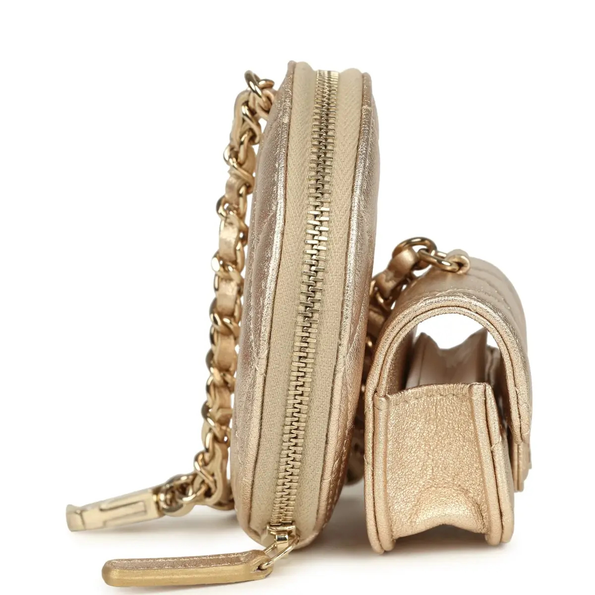 Chanel Chanel Round Clip-On Coin Purse and Airpod Pro Case Metallic Gold Goatskin Light Gold Hardware | Thumbnail 6 Chanel Chanel Round Clip-On Coin Purse and Airpod Pro Case Metallic Gold Goatskin Light Gold Hardware | Thumbnail 6