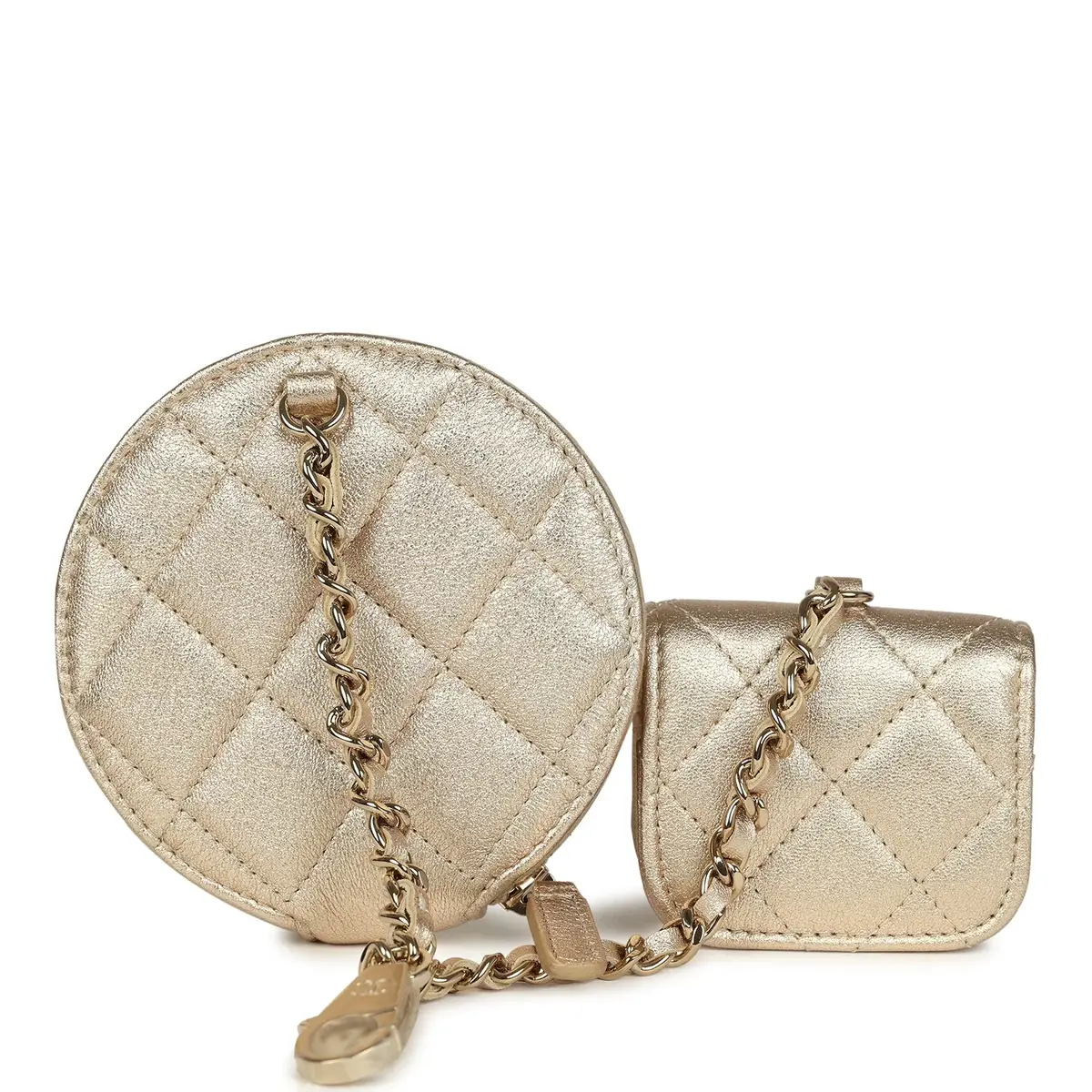Chanel Chanel Round Clip-On Coin Purse and Airpod Pro Case Metallic Gold Goatskin Light Gold Hardware | Thumbnail 5