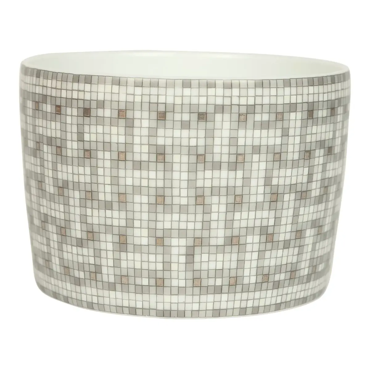 HERMÈS Hermes "Mosaique Au 24" White & Grey Porcelain Tea Cup and Saucer Set | Thumbnail 5