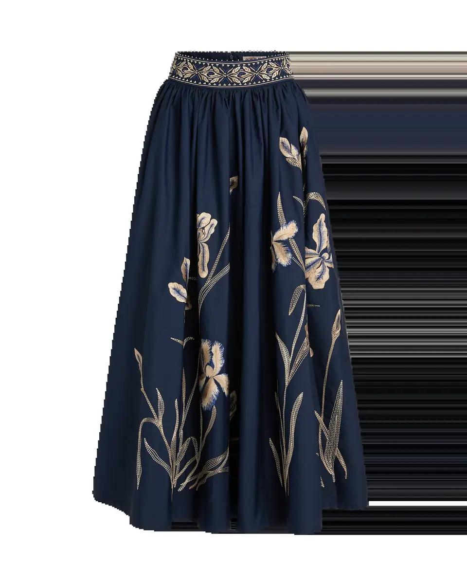 Emporio Sirenuse Ombretta Skirt with Iris Embroidery | Thumbnail 6