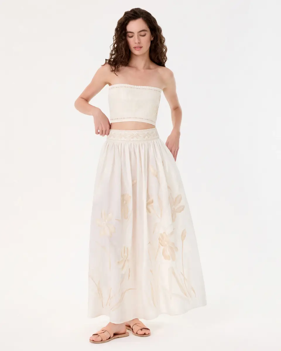 Emporio Sirenuse Ombretta Skirt with Iris Embroidery | Thumbnail 7