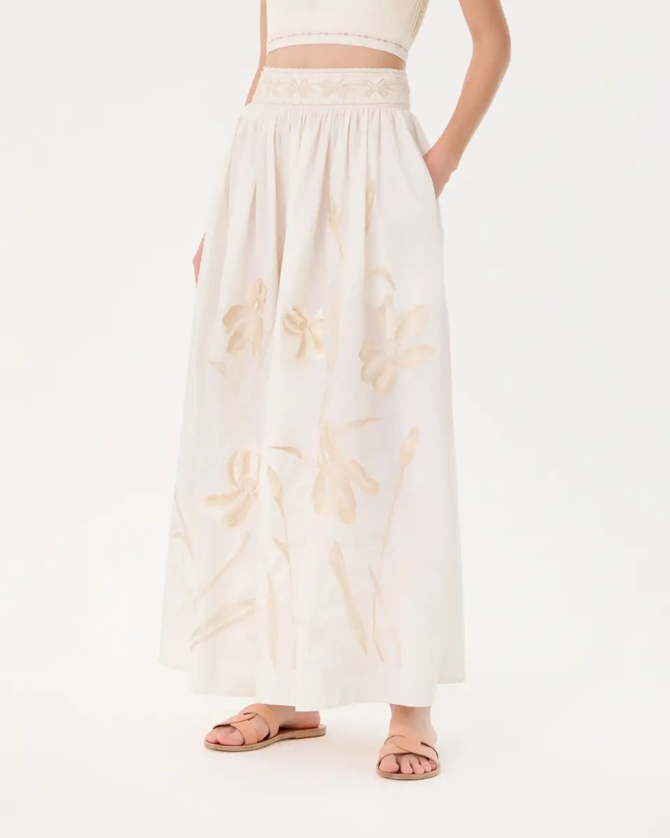 Emporio Sirenuse Ombretta Skirt with Iris Embroidery | Thumbnail 9