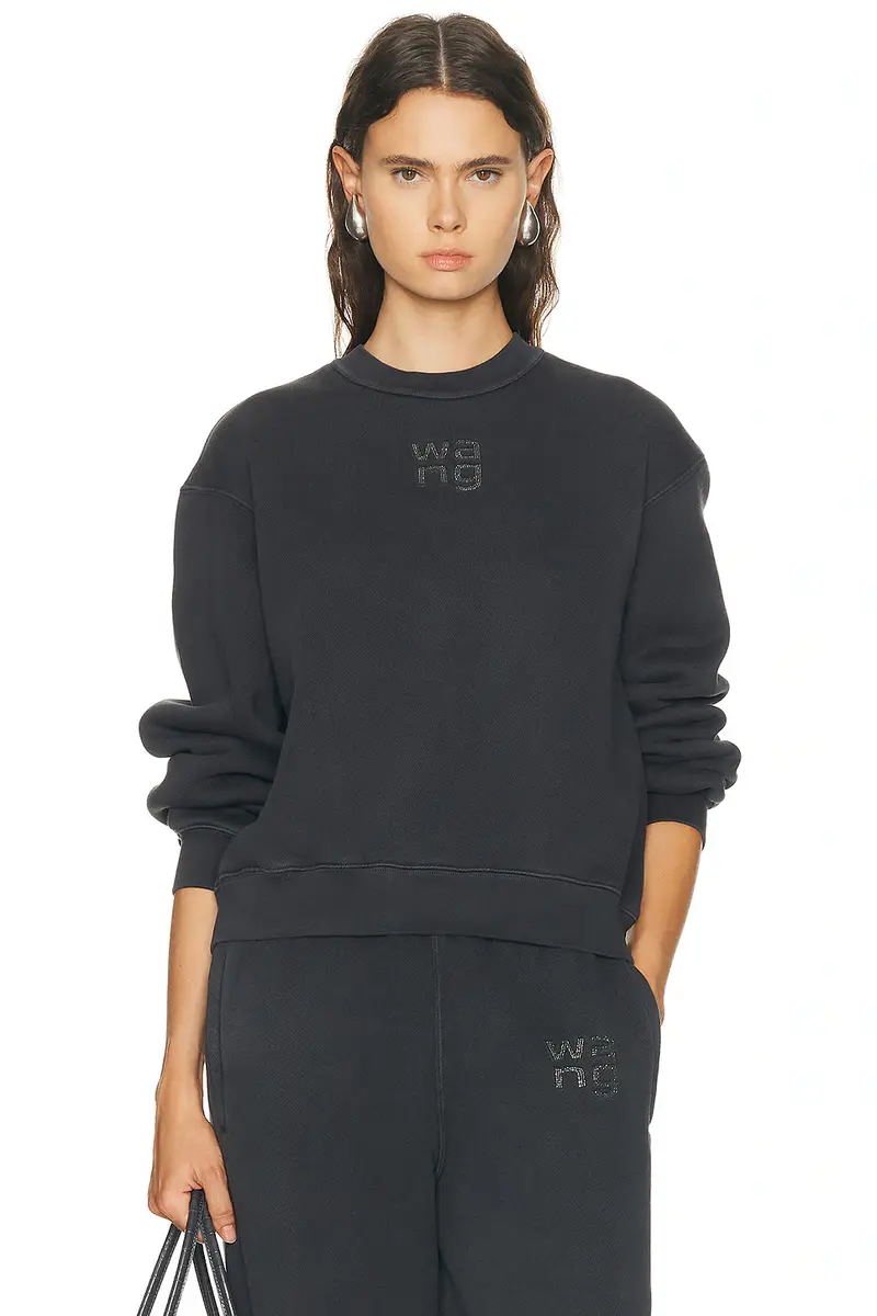 Alexander Wang Hotfix Logo Crewneck Sweatshirt | Image 1 Alexander Wang Hotfix Logo Crewneck Sweatshirt | Image 1