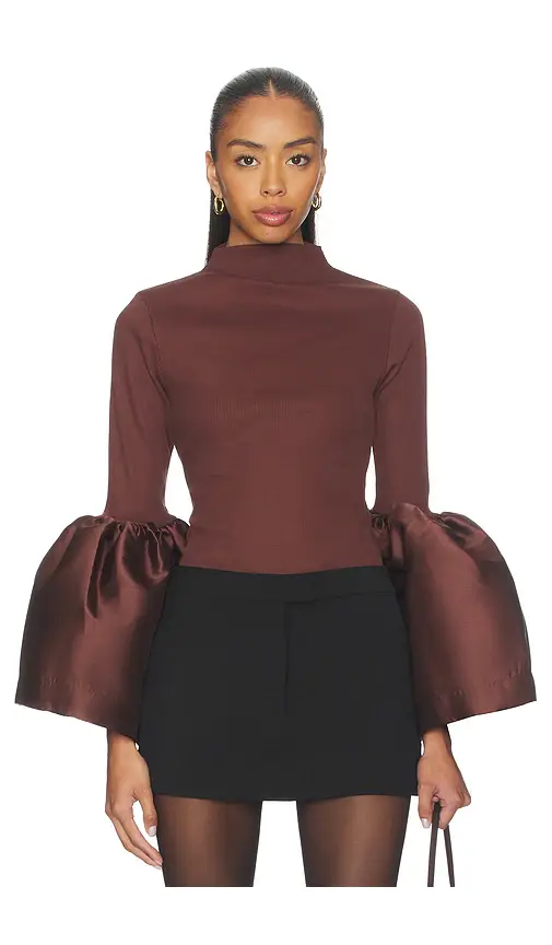 MARQUES ALMEIDA Heavy Satin Turtleneck Puff Sleeve Top | Image 1 MARQUES ALMEIDA Heavy Satin Turtleneck Puff Sleeve Top | Image 1