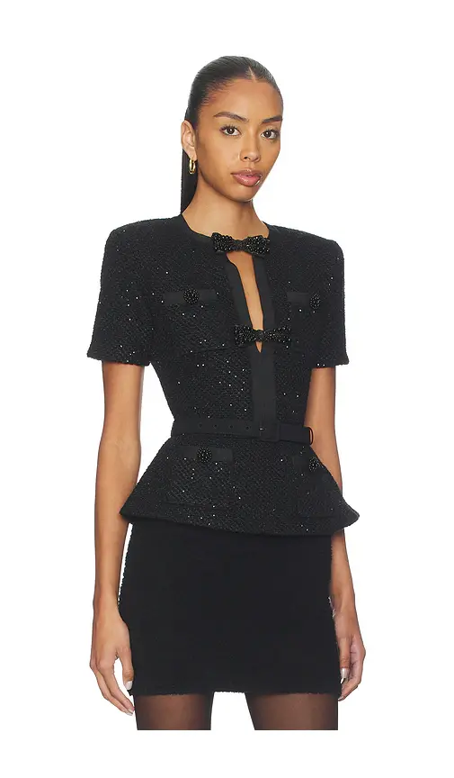 self-portrait Black Sequin Knit Top | Thumbnail 2 self-portrait Black Sequin Knit Top | Thumbnail 2