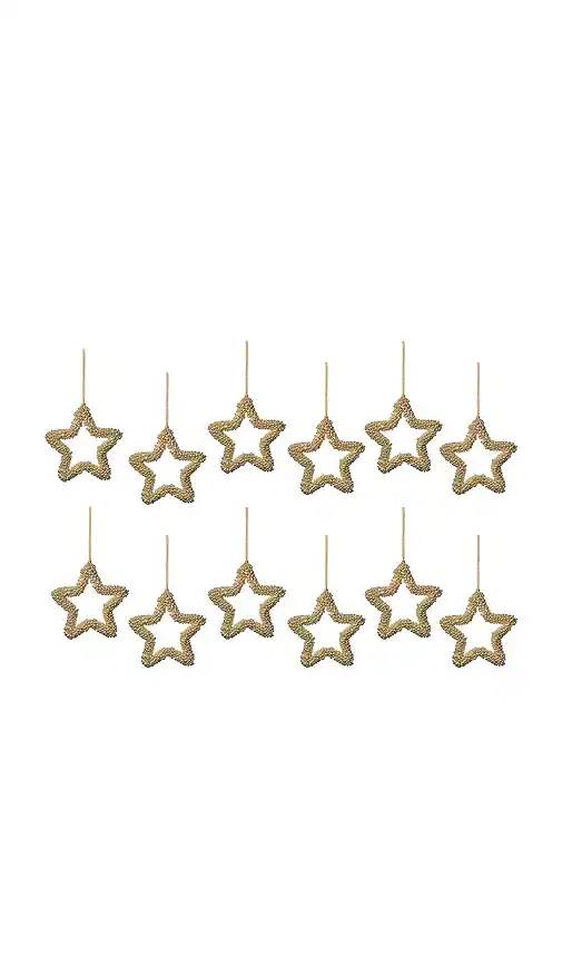 The Favorites Golden Pearl Star Ornament Set Of 12 | Image 1 The Favorites Golden Pearl Star Ornament Set Of 12 | Image 1