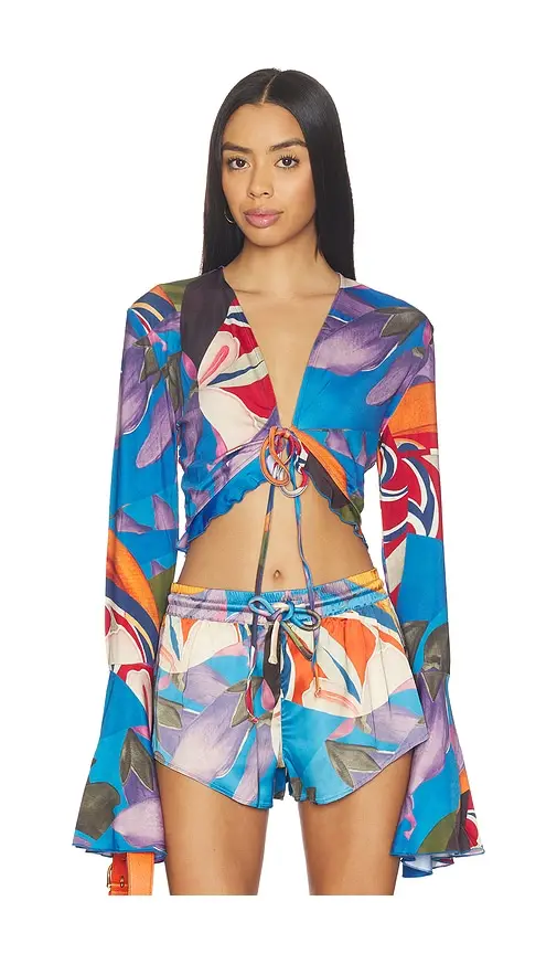 Donde Esteban Palenque Flores Jersey Blouse | Image 1 Donde Esteban Palenque Flores Jersey Blouse | Image 1