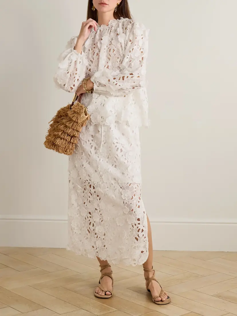 Zimmermann Patience Broderie Anglaise Cotton Midi Skirt | Thumbnail 2